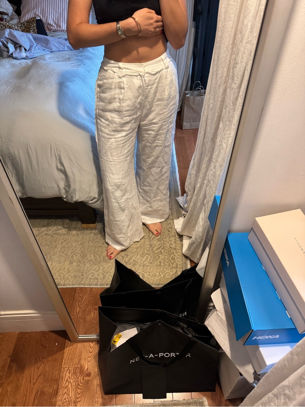 DISSH White Wide-Leg Linen Pants